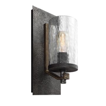 Angelo 1 Light Wall Light - Distressed Weathered Oak & Slate Grey Metal