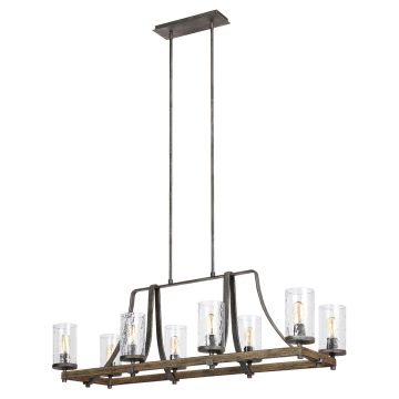 Angelo 8 Light Isle Chandelier - Distressed Weathered Oak & Slate Grey Metal