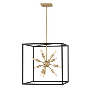 Aros 12 Light Pendant - Black & Warm Brass