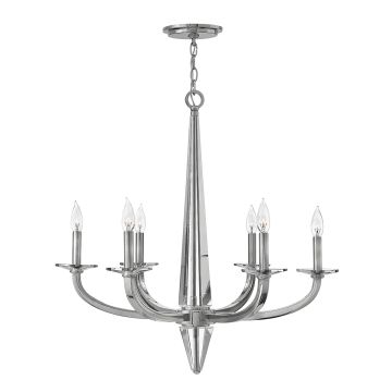 Ascher 6 Light Chandelier - Polished Nickel