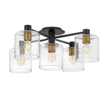 Axel 5 Light Semi-flush - Black with Heritage Brass