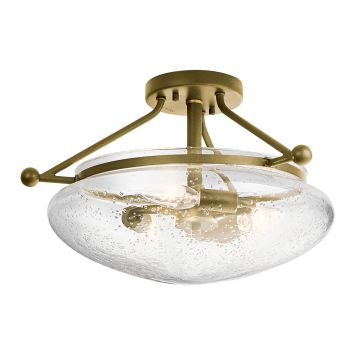 Belle 3 Light Semi-Flush- Brushed Natural Brass