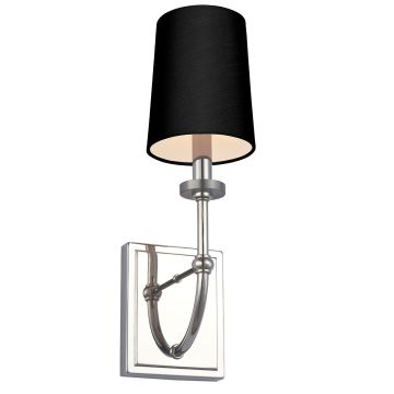 Felixstowe 1 Light Wall Light - Polished Chrome, Black Faux Silk Shade