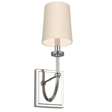 Felixstowe 1 Light Wall Light - Polished Chrome, Scallop Faux Silk Shade