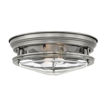 Hadrian 2 Light Flush - Clear Glass - Antique Nickel