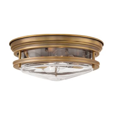 Hadrian 2 Light Flush - Clear Glass - Brushed Bronze