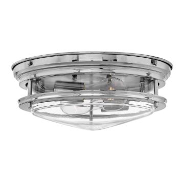 Hadrian 2 Light Flush - Clear Glass - Chrome