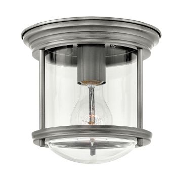 Hadrian 1 Light Flush - Clear Glass - Antique Nickel