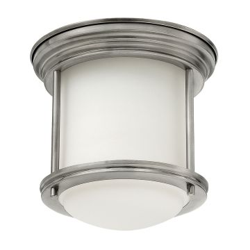 Hadrian 1 Light Flush - Opal Glass - Antique Nickel