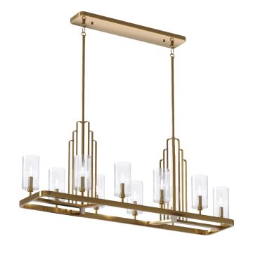 Kimrose 10 Light Linear Chandelier - Brushed Natural Brass