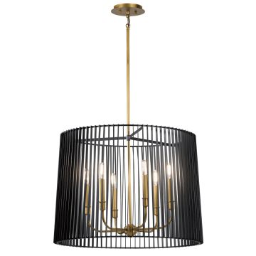 Linara 6 Light Chandelier/Pendant - Black & Natural Brass