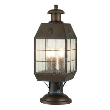 Nantucket 3 Light Large Pedestal Lantern - Aged Brass