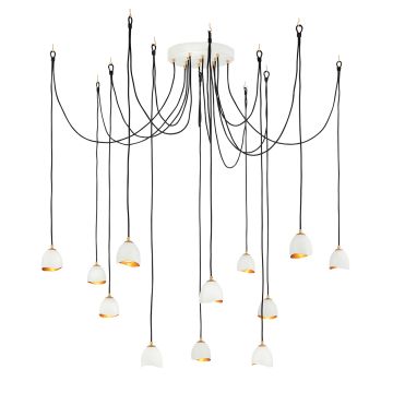 Nula 12 Light Pendant - Shell White & Luxe Gold