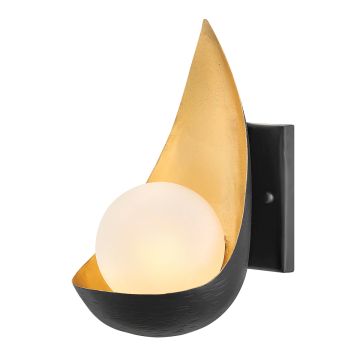 Ren 1 Light Wall Light - Matte Black & Gold