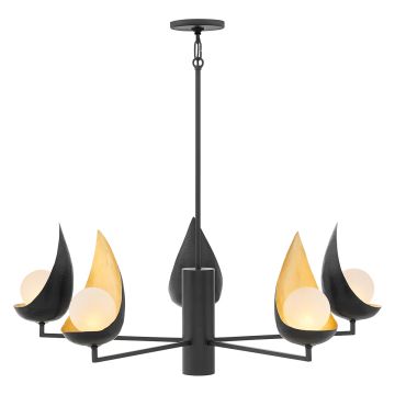 Ren 5 Light Chandelier - Matte Black & Gold