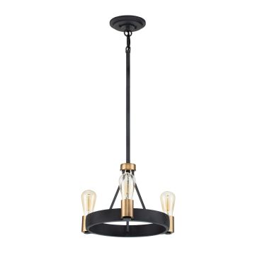 Silas 3 Light Pendant/ Semi-Flush - Aged Zinc & Heritage Brass