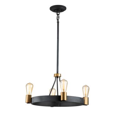 Silas 4 Light Pendant/ Semi-Flush - Aged Zinc & Heritage Brass