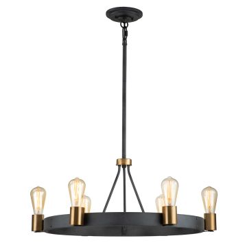 Silas 6 Light Pendant/ Semi-Flush - Aged Zinc & Heritage Brass