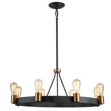 Silas 8 Light Pendant/ Semi-Flush - Aged Zinc & Heritage Brass