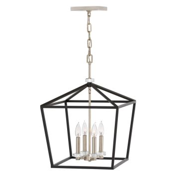 Stinson 4 Light Large Pendant/ Semi-Flush - Black with Polished Nickel