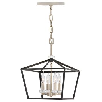 Stinson 4 Light Medium Pendant/ Semi-Flush - Black with Polished Nickel