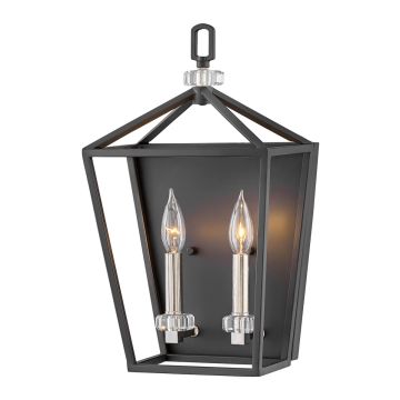 Stinson 2 Light Wall Light - Black with Polished Nickel