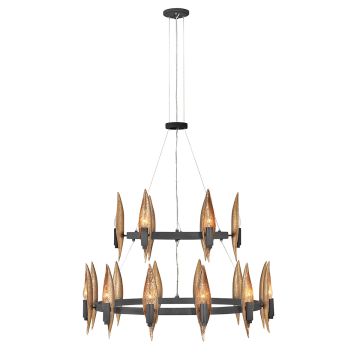 Willow 18 Light Chandelier - Carbon Black with Deluxe Gold