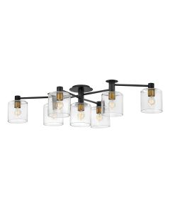 Axel 7 Light Semi-flush - Black with Heritage Brass