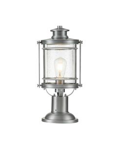 Booker 1 Light Medium Pedestal Lantern - Industrial Aluminium