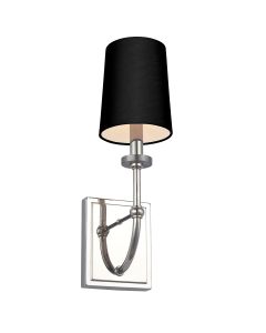 Felixstowe 1 Light Wall Light - Polished Chrome, Black Faux Silk Shade