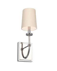 Felixstowe 1 Light Wall Light - Polished Chrome, Scallop Faux Silk Shade