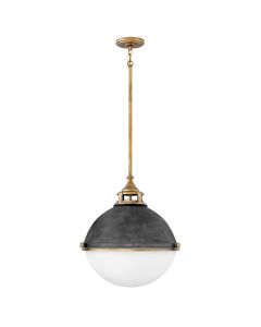 Fletcher 3 Light Pendant - Aged Zinc & Heritage Brass