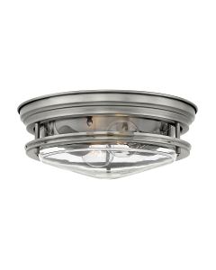 Hadrian 2 Light Flush - Clear Glass - Antique Nickel