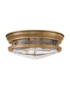 Hadrian 2 Light Flush - Clear Glass - Brushed Bronze