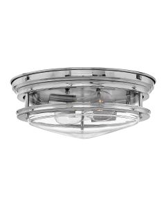 Hadrian 2 Light Flush - Clear Glass - Chrome