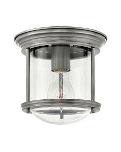 Hadrian 1 Light Flush - Clear Glass - Antique Nickel