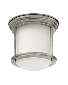 Hadrian 1 Light Flush - Opal Glass - Antique Nickel