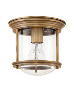 Hadrian 1 Light Flush - Clear Glass - Brushed Bronze