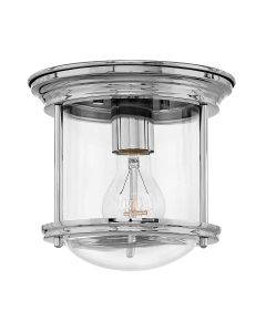 Hadrian 1 Light Flush - Clear Glass - Chrome