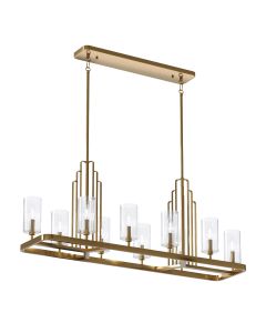 Kimrose 10 Light Linear Chandelier - Brushed Natural Brass