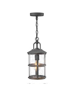 Lakehouse 1 Light Small Chain Lantern - Aged Zinc with Driftwood Grey