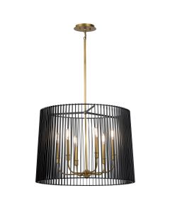 Linara 6 Light Chandelier/Pendant - Black & Natural Brass