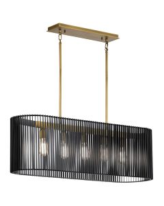 Linara 5 Light Linear Chandelier - Black & Natural Brass