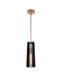 Linara 1 Light Pendant - Black & Natural Brass