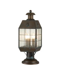 Nantucket 3 Light Large Pedestal Lantern - Aged Brass