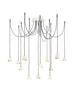 Nula 12 Light Pendant - Shell White & Luxe Gold