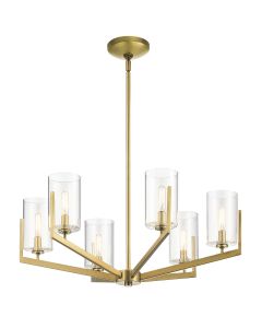 Nye 6 Light Chandelier - Brushed Natural Brass