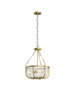 Roux 3 Light Pendant/ Semi-Flush - Natural Brass