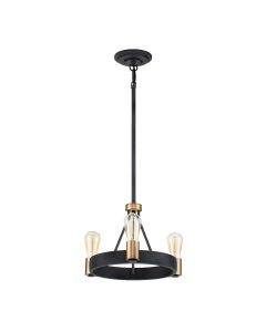 Silas 3 Light Pendant/ Semi-Flush - Aged Zinc & Heritage Brass