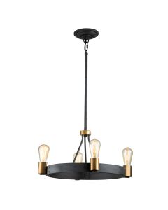 Silas 4 Light Pendant/ Semi-Flush - Aged Zinc & Heritage Brass